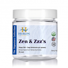 Huron Hemp - Gummies - Zen & Zzz’s 30mg CBD + 5mg Melatonin - BSO - Berry 30ct